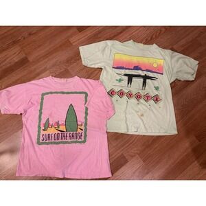 Vintage 80s 90s Sun Sportswear Neon Southwest T-Shirts L/XL Tee USA Pink Green